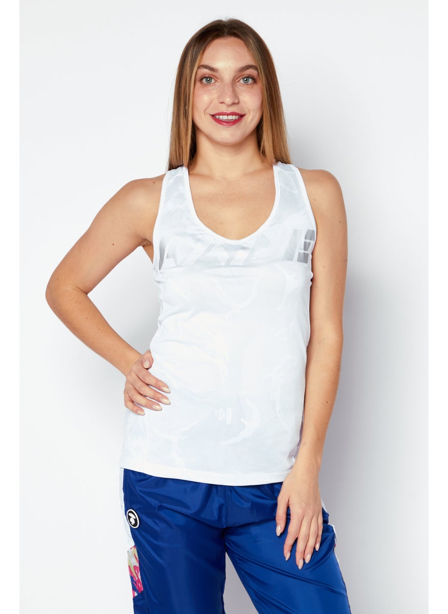 Women Sportswear Fit Sleeveless Training Top, White Combo