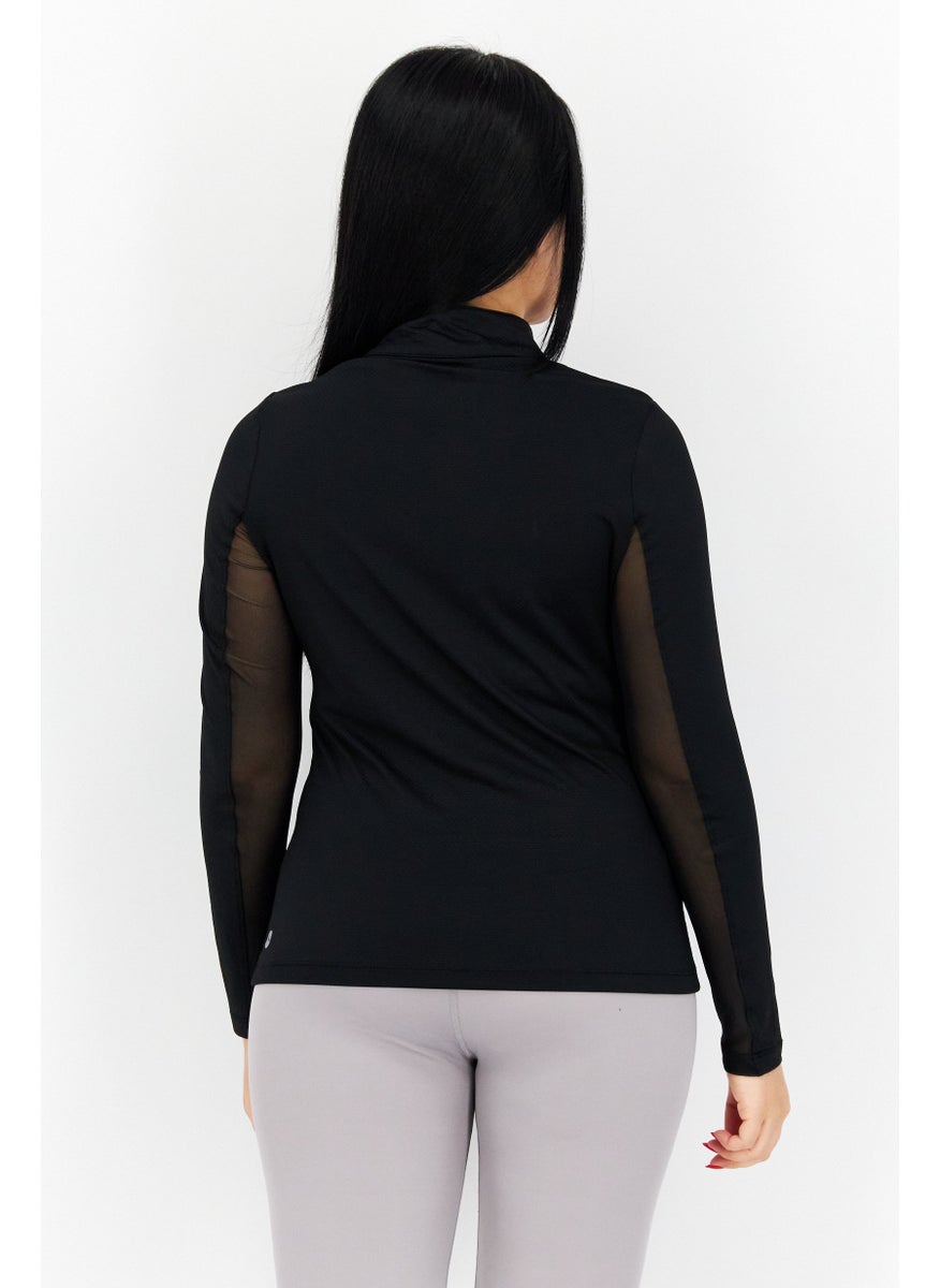 Women Sportswear Fit Long Sleeve Training Top, Black