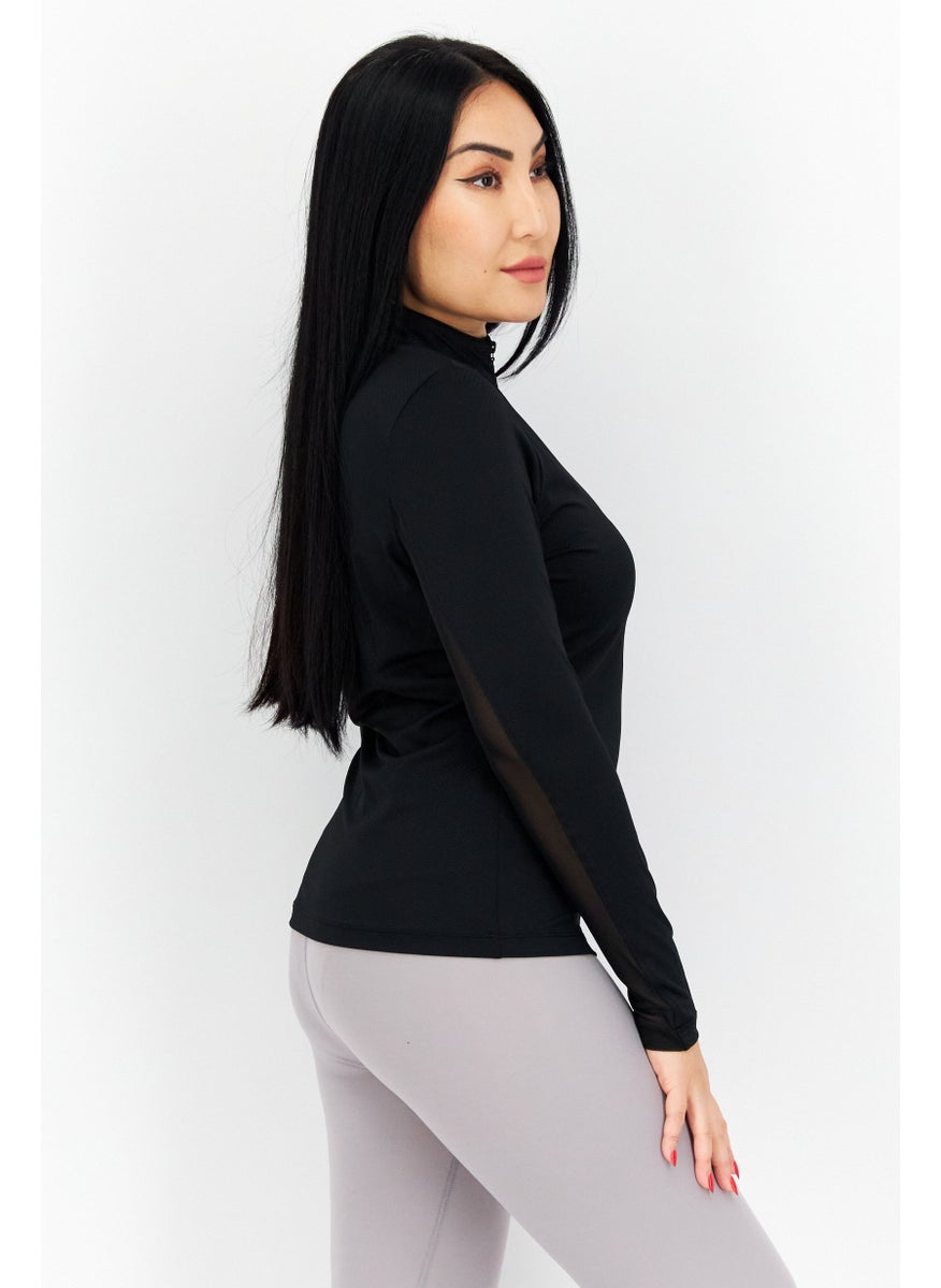 Women Sportswear Fit Long Sleeve Training Top, Black