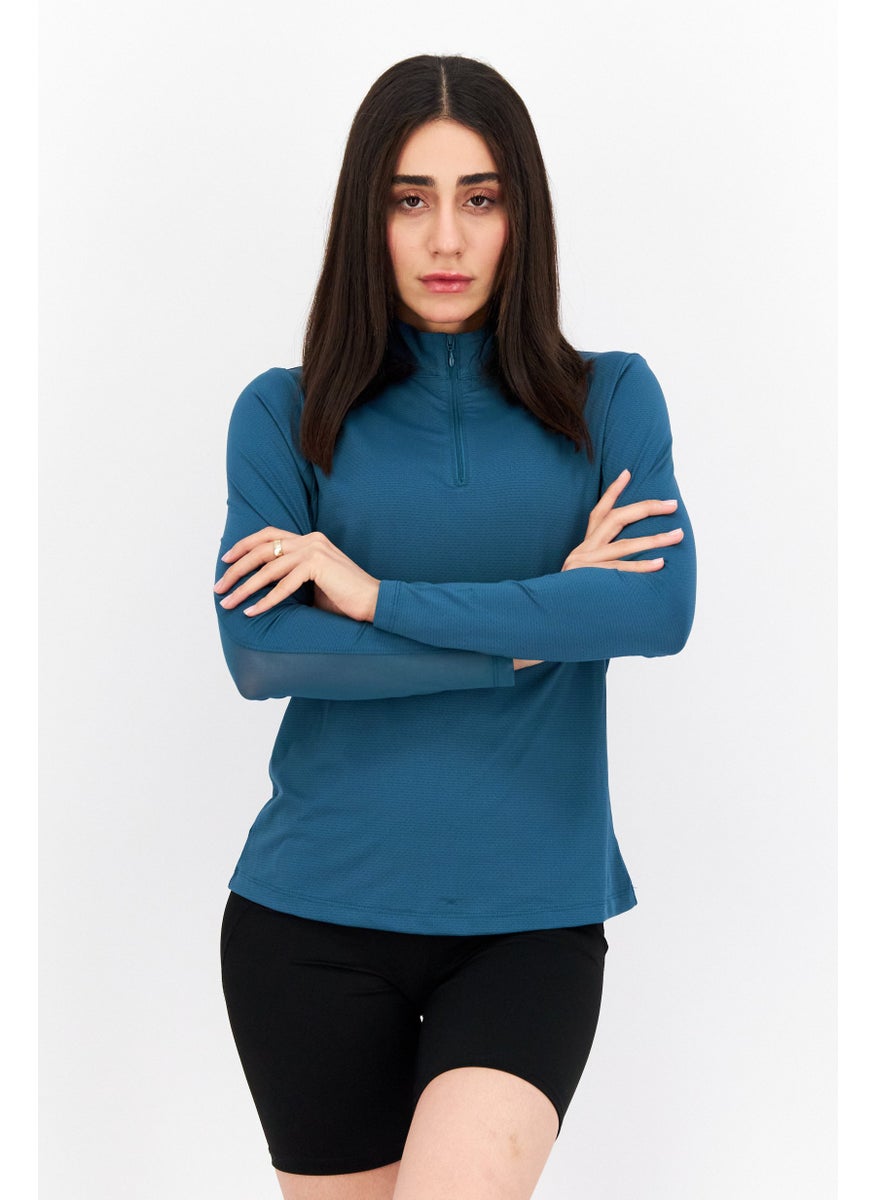 Women Sportswear Fit Long Sleeve Training Top, Dark Green