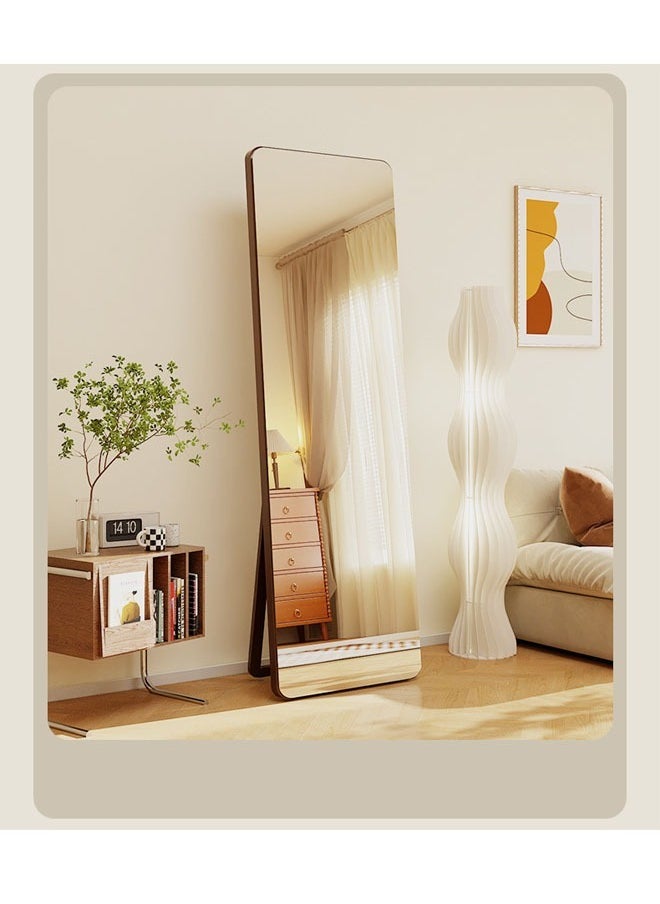 Antique-Style Solid Wood Full-Length Wall-Mounted & Floor-Standing Full-Body Mirror for Bedroom & Living Room