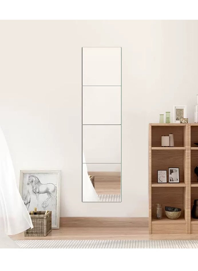 Full Length Mirror Full Body Mirror Self-Adhesive High-Definition Mirrors That Wall or Door Mount Dressing Mirror Makeup Mirror, Suitable for Living Room Bedroom Dormitory （4psc*22*22CM）