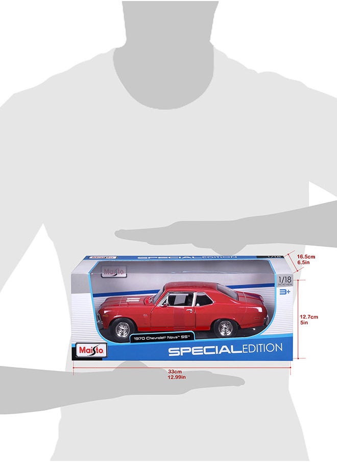 1:18 Se (A)-1970 Chevrolet Nova Ss Coupe Red Officially Licensed Scaled Replicas of Collectible Diecast Metal Models with Exquisite Interior & Exterior Detailing for All Ages