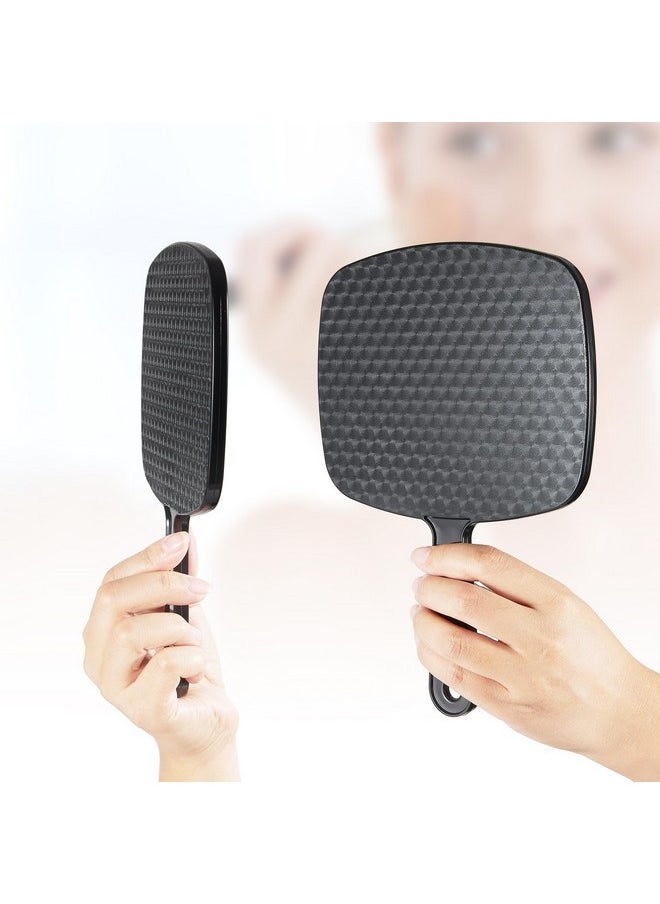 Hand Mirrors With Handheld,Handheld Mirror Hand Held Mirror Small Barber Mirrors,Personal Makeup Face Mirrors For Hair Stylist For Barber,Shower,Salon For Women Men Black(6.7