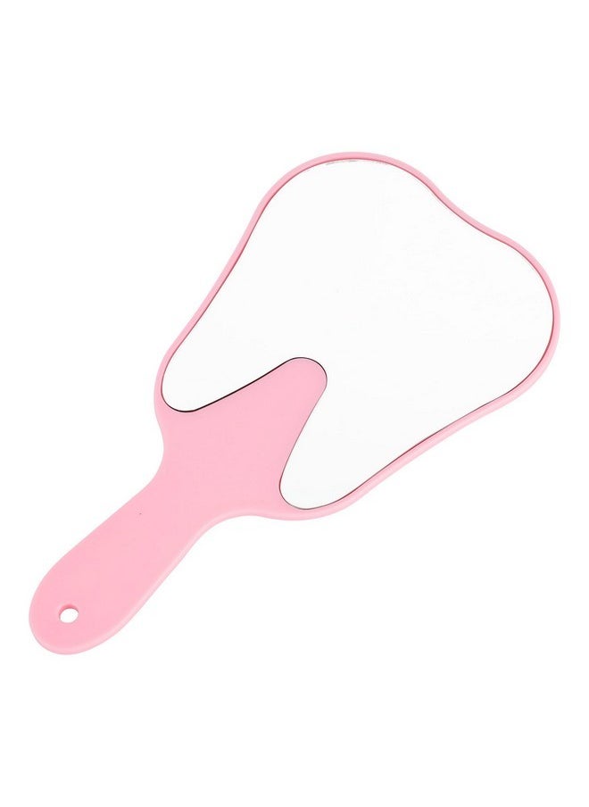 Tooth Shaped Mirror Hand Mirrors With Handle Pink, Face Mirrors Small Makeup Mirror Cute For Dental Clinic, Salon, Barber Or Hairdressing - Plastic & Glass