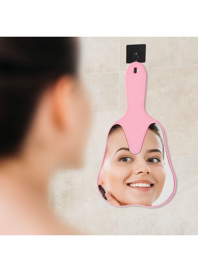 Tooth Shaped Mirror Hand Mirrors With Handle Pink, Face Mirrors Small Makeup Mirror Cute For Dental Clinic, Salon, Barber Or Hairdressing - Plastic & Glass