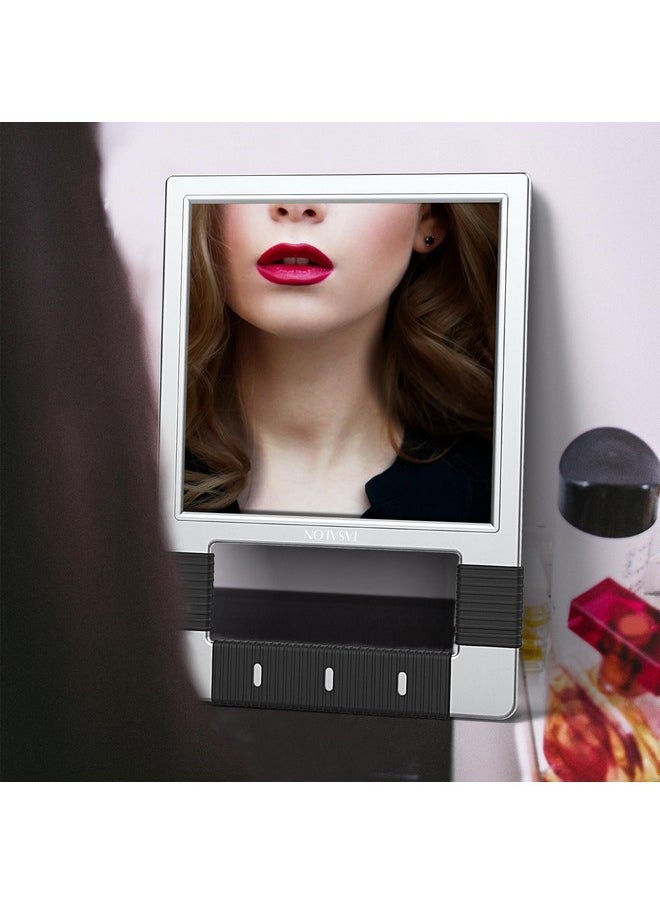 Unbreakable Hand Mirror, Silver, Rectangular, Tabletop Mount, Abs Frame, Handheld Mirror For Barber, Salon, Makeup, Shower