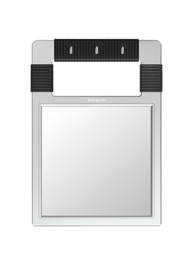 Unbreakable Hand Mirror, Silver, Rectangular, Tabletop Mount, Abs Frame, Handheld Mirror For Barber, Salon, Makeup, Shower