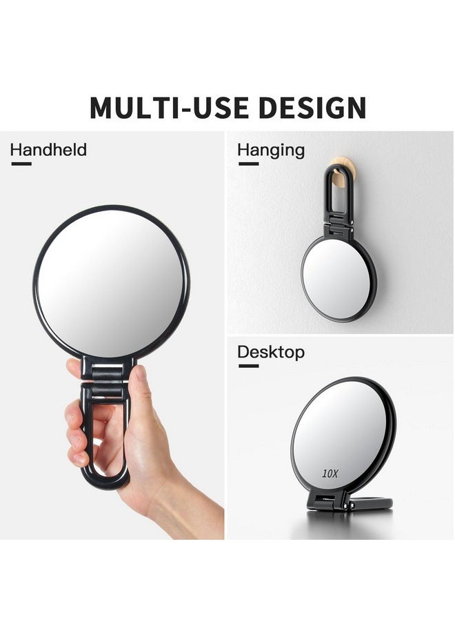 Handheld Magnifying Mirror, 10X/1X Double Sided Hand Mirror With Handle, 5.4