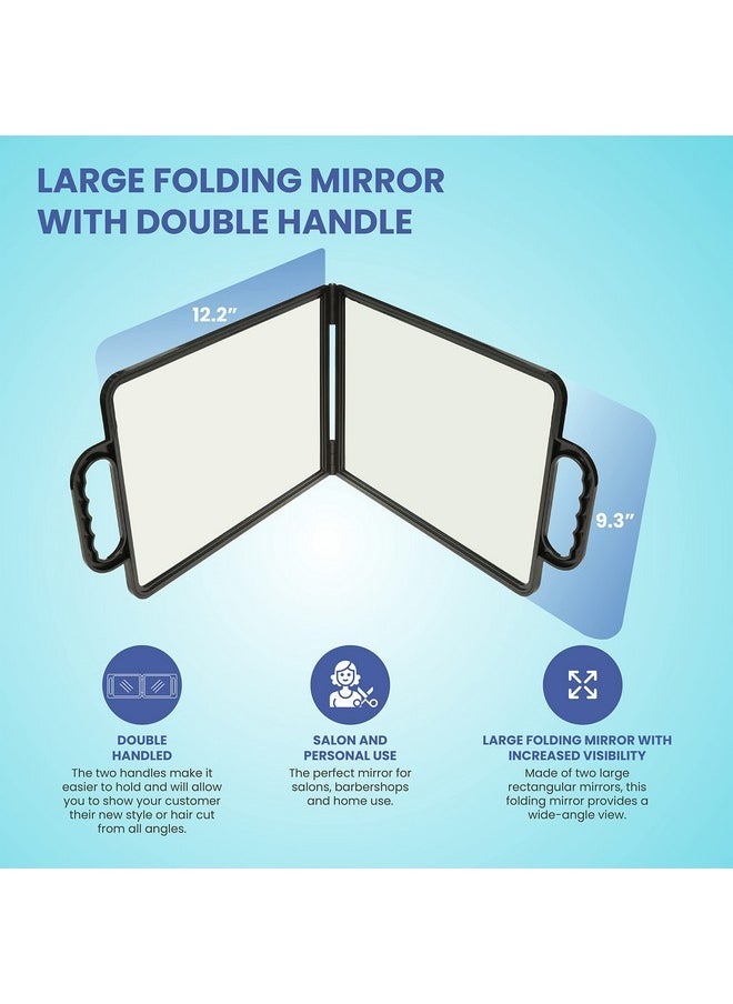 Large Folding Mirror With Double Handle - Rectangular Folded Handheld Mirror With Handles - Haircut Mirror - Salon Mirror