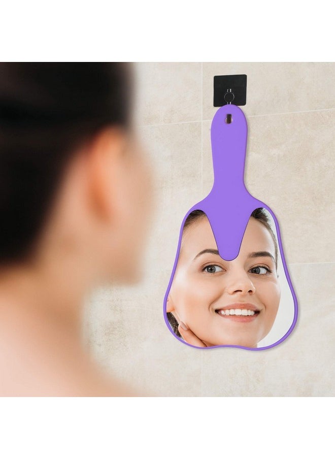 Tooth Shaped Mirror Hand Held Face Mirror Cute, Handheld Mirrors With Handle Purple Small Makeup Shower Mirror, Used For Salon|Barber|Dentist Clinic|Hairdressing