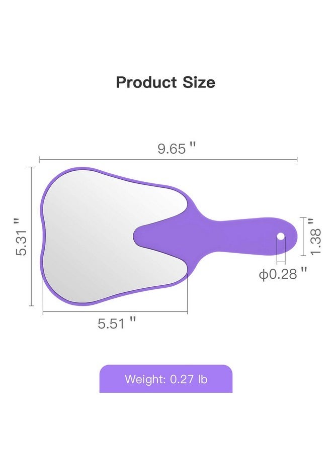 Tooth Shaped Mirror Hand Held Face Mirror Cute, Handheld Mirrors With Handle Purple Small Makeup Shower Mirror, Used For Salon|Barber|Dentist Clinic|Hairdressing