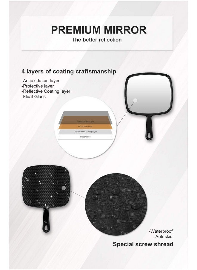 Hand Mirror, Extra Large Barber Hairdressing Handheld Mirror With Handle For Salon, Square