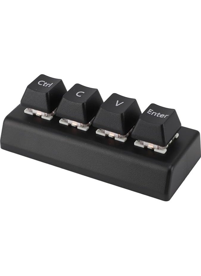 4 Keys Programmable Keypad, Macro Custom Gaming Keypad, Ctrl + C + V + Enter Switch, Mini Mechanical Keypad for Gaming Media with USB Wired Connection, Widely Compatible