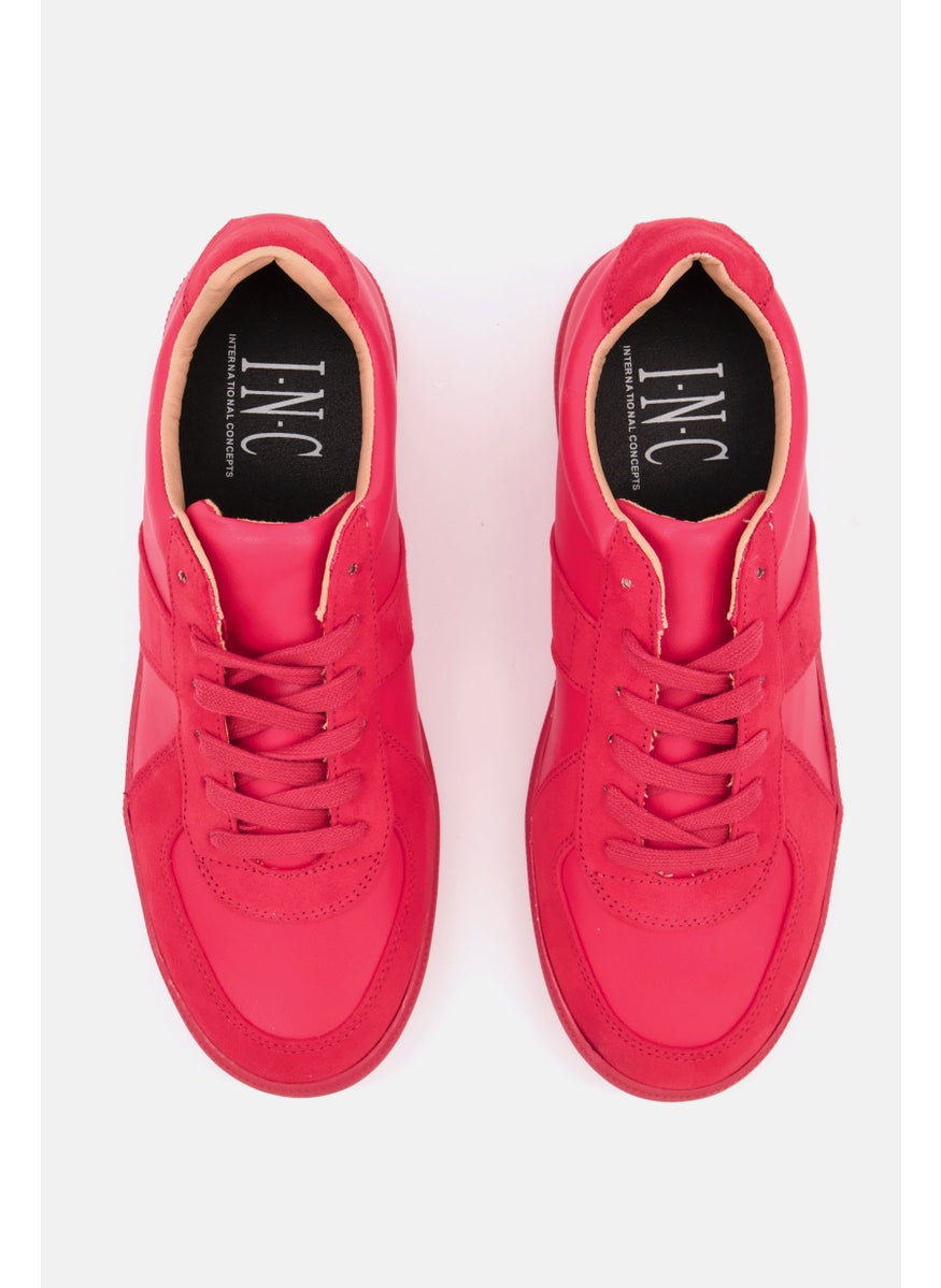 Men Faux-Leather Sneakers Casual Shoes, Red