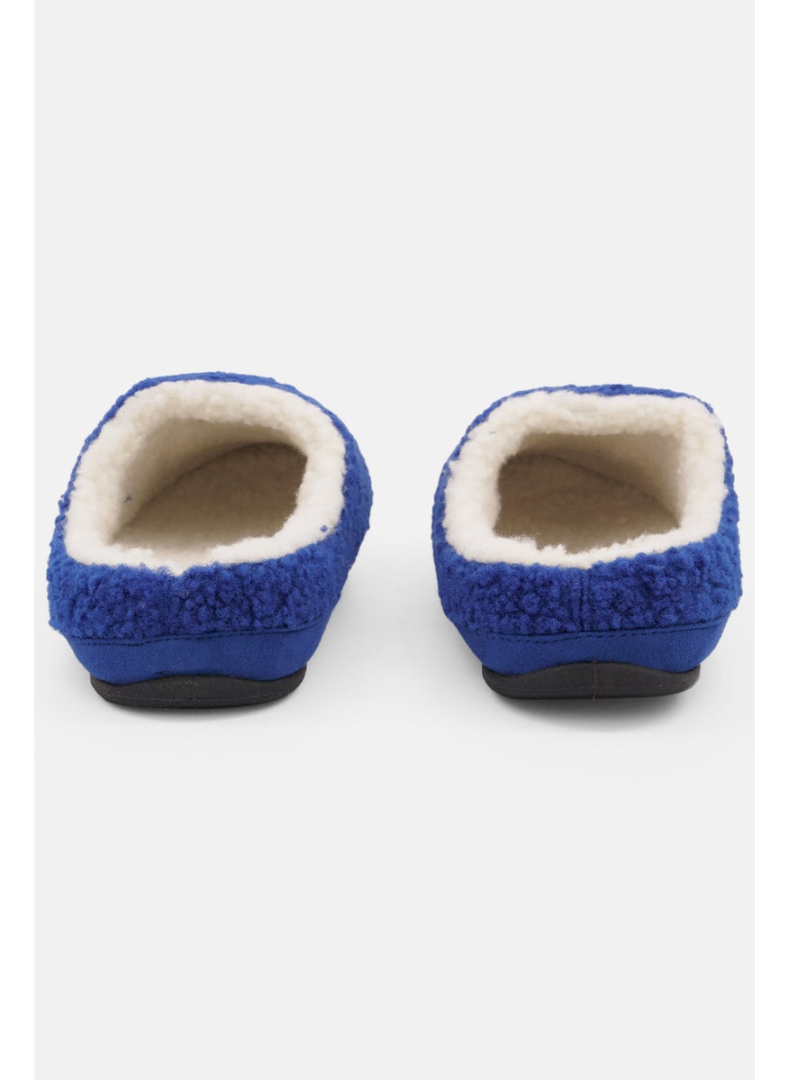 Men Slip on Faux Fur Slipper, Blue Combo