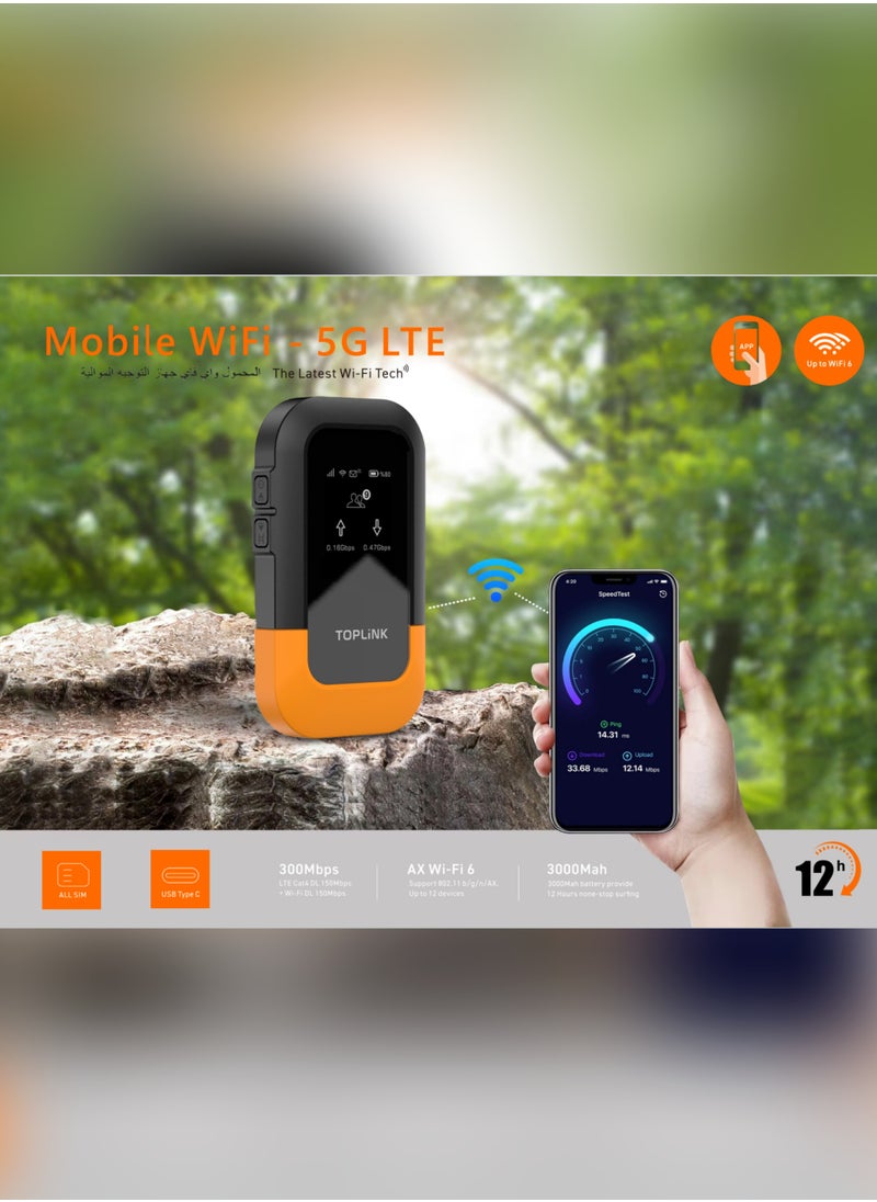 TOPLINK HW77C 4G Mobilie Wi-Fi Router With 3000mAh Battery ，LTE Cat4, Connects Up 32 Users,300Mbps Wireless
