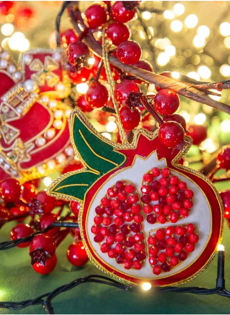 Christmas Decoration FABRIC HANDMADE ORNAMENTS POMEGRANATE