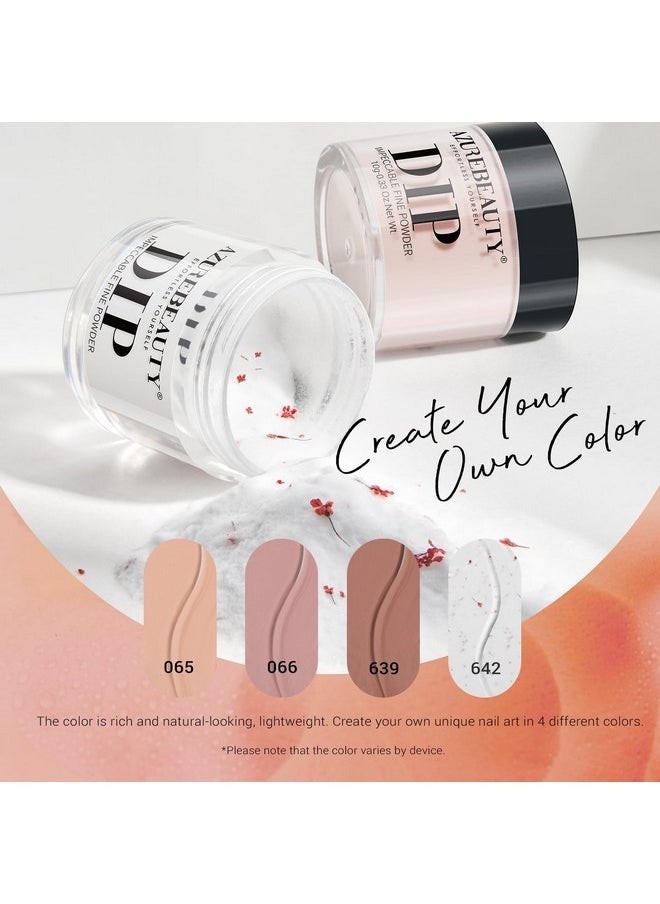 Floral Dip Powder Nail Kit Starter Fall Winter Nude Brown Grey Dipping Powder Liquid Set With Base Top Coat Activator Dip Dried Flowers For French Nails Art Manicure Diy Salon