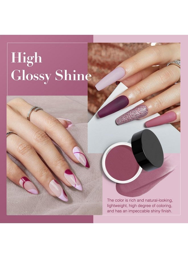 Dip Powder Nail Kit Fall Winter Dark Purple Lilac Purple Glitter 4 Colors Nail Dip Powder Starter Set Essential Dip Liquid Set With Base/Top Coat Activator For French Art Manicure Diy Gift