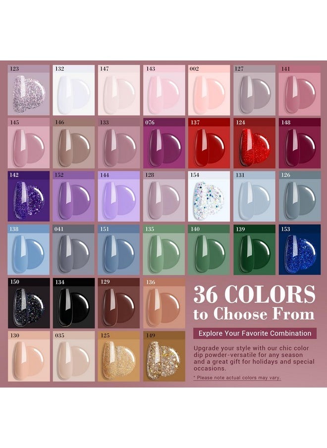 Powder Nail Kit, Azurebeauty 36 Colors Fall Winter Red Glitter Brown Dipping Powder Starter With Top/Base Coat Activator & Removal Accessories Set For French Manicure Salon Diy At Home