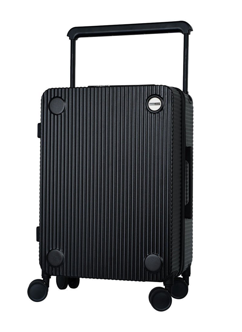 Trio Premium Wide Handle Spinner Carry On Luggage Trolley with TSA Lock 20 Inch Black