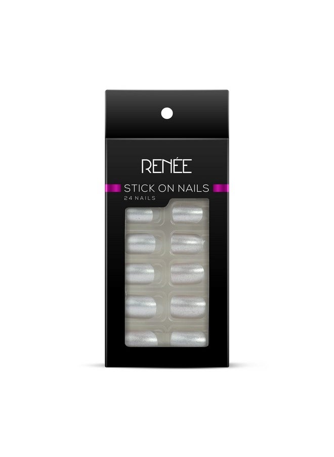 Stick On Nails Mn 01| 24 Reusable Artificial Fake Nail Set| Lightweight & Long Lasting| Easy To Use| Quick Fix For Festivals & Special Occasions