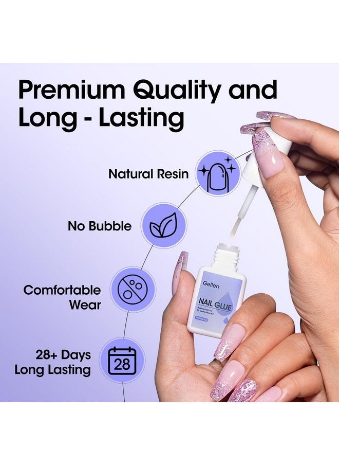 Brush On Nail Glue For Press Ons, No Uv Light Needed Super Strong Professional Nail Glue For Acrylic Nails Tips, Long Lasting Nail Adhesive Dries Fast Salon Quality Nail Applicator