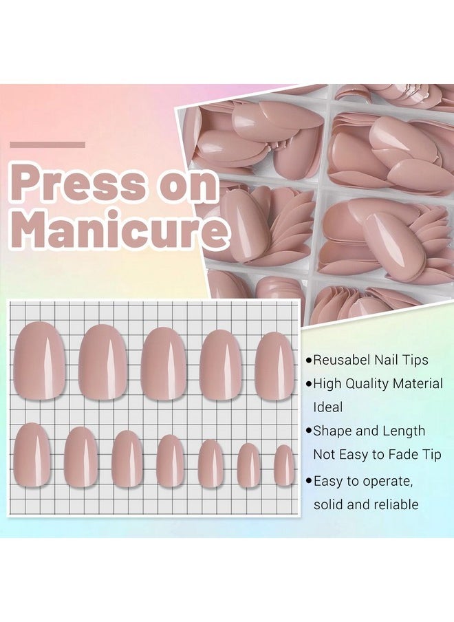 240Pc Oval Press On Nails Short Fake Nails, Xs Oval Press On Nails Short Glue On Nails Nude Tan Acrylic Nail Press Ons False Nail Tips Artificial False Fingernails With Adhesive Tabs