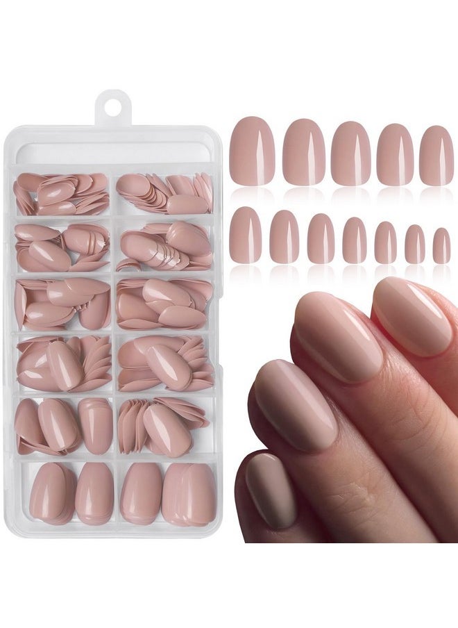 240Pc Oval Press On Nails Short Fake Nails, Xs Oval Press On Nails Short Glue On Nails Nude Tan Acrylic Nail Press Ons False Nail Tips Artificial False Fingernails With Adhesive Tabs
