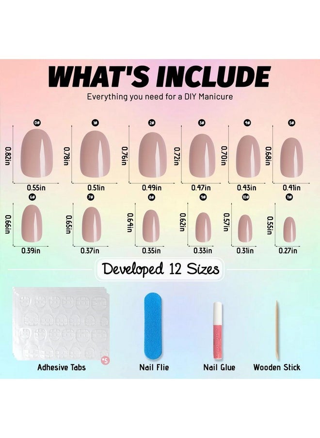 240Pc Oval Press On Nails Short Fake Nails, Xs Oval Press On Nails Short Glue On Nails Nude Tan Acrylic Nail Press Ons False Nail Tips Artificial False Fingernails With Adhesive Tabs