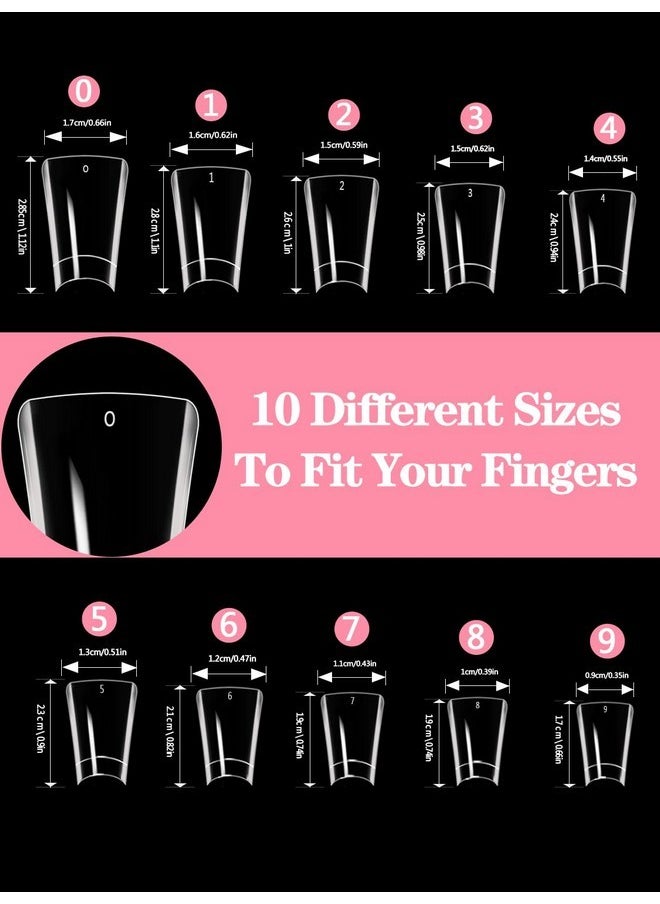 500Pcs Duck Nail Tips, Clear Short Duck Nail Tips For Acrylic Nails Professional, Extra Short Duck Feet Flared Nail Tips Half Cover Fan Wide French False Nail Tips For Extension Nail Salon 10 Sizes