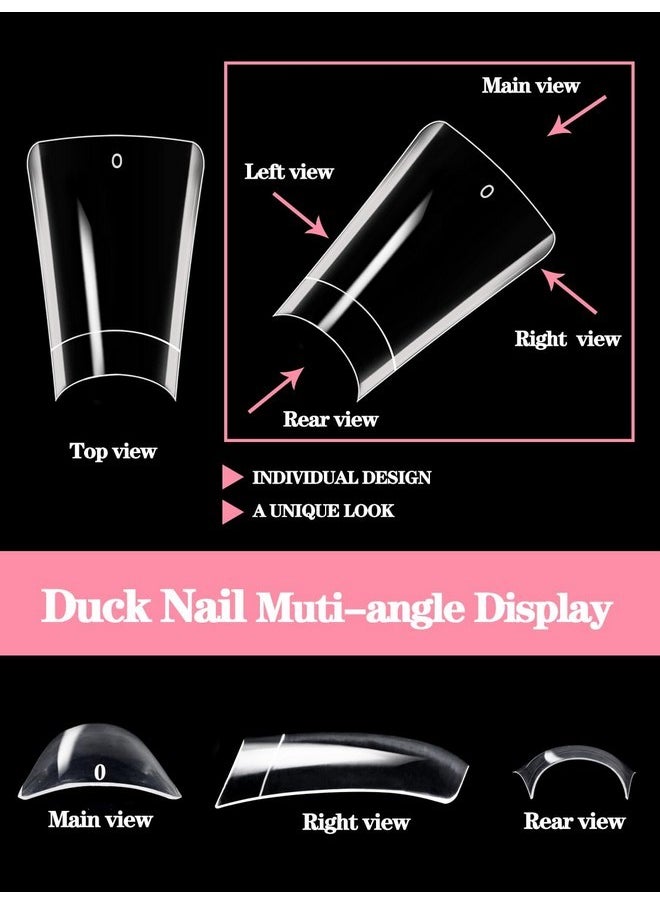 500Pcs Duck Nail Tips, Clear Short Duck Nail Tips For Acrylic Nails Professional, Extra Short Duck Feet Flared Nail Tips Half Cover Fan Wide French False Nail Tips For Extension Nail Salon 10 Sizes