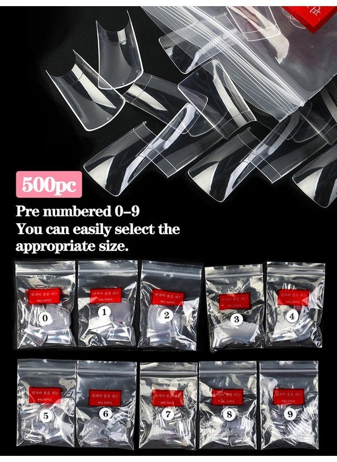 500Pcs Duck Nail Tips, Clear Short Duck Nail Tips For Acrylic Nails Professional, Extra Short Duck Feet Flared Nail Tips Half Cover Fan Wide French False Nail Tips For Extension Nail Salon 10 Sizes