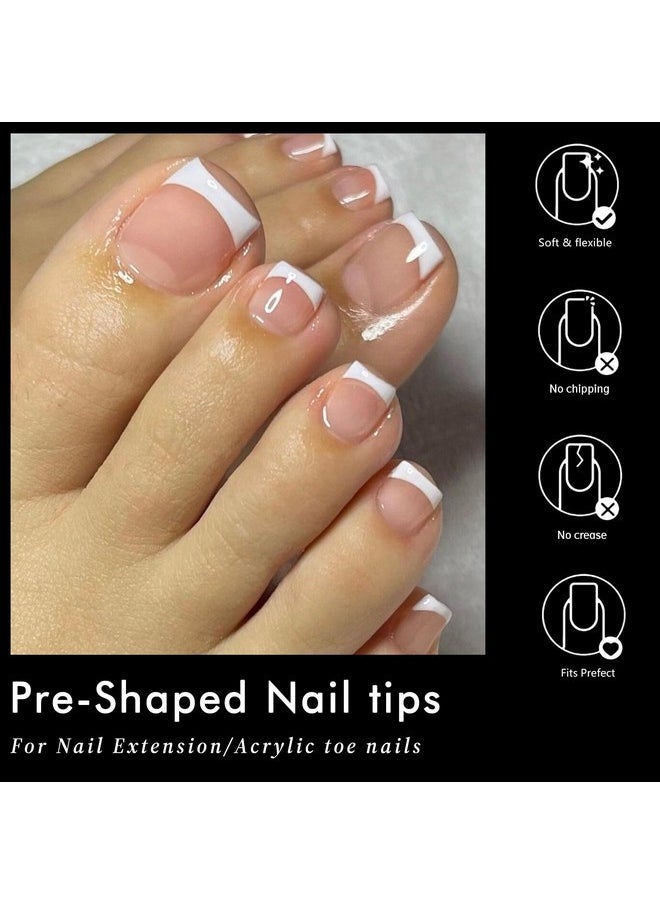 240Pcs Toe Nail Tips Matte Soft Gel X Toenail Tips Full Cover Square Acrylic Artificial False Fake Toe Nails Tips For Salon And Home Foot Pedicure Manicure