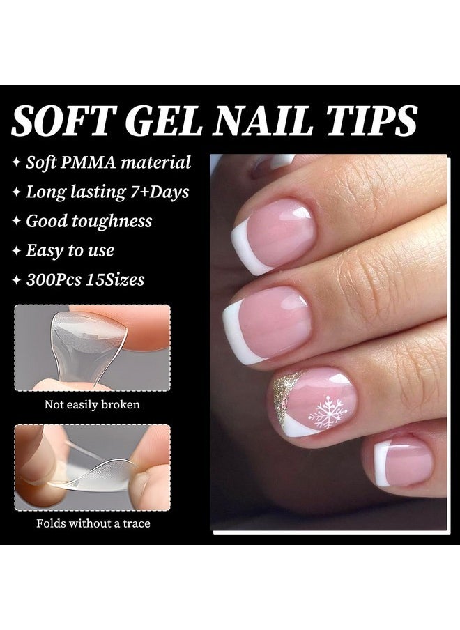 Extra Short Square Press On Nail Full Cover Nail Tips Gel Nails Soft Gel Nail Tips 300Pc Short Gel X Nails 12 Sizes Clear Nails Xs Gel X Nail Tips For Home Diy Nail Salon Soft Gel Tips