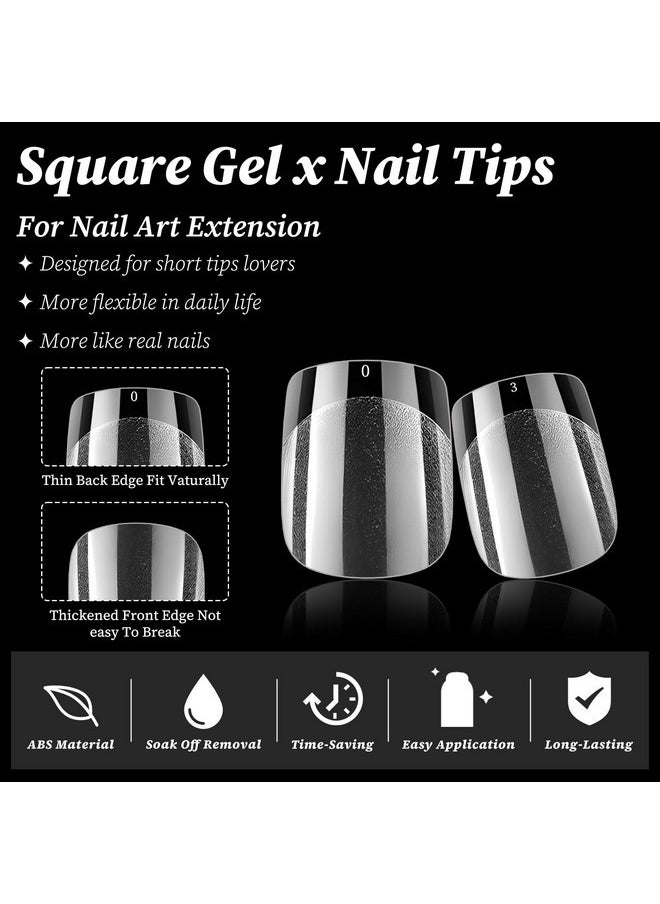 Extra Short Square Press On Nail Full Cover Nail Tips Gel Nails Soft Gel Nail Tips 300Pc Short Gel X Nails 12 Sizes Clear Nails Xs Gel X Nail Tips For Home Diy Nail Salon Soft Gel Tips