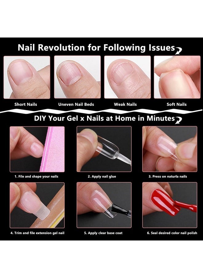 Extra Short Square Press On Nail Full Cover Nail Tips Gel Nails Soft Gel Nail Tips 300Pc Short Gel X Nails 12 Sizes Clear Nails Xs Gel X Nail Tips For Home Diy Nail Salon Soft Gel Tips