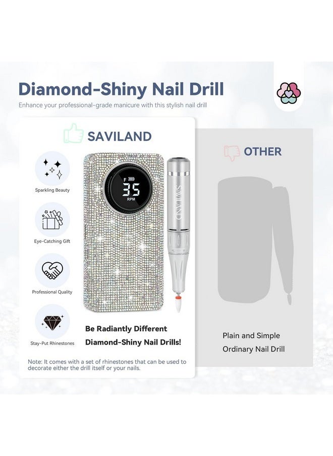 Professionl Nail Drill Kit: Diamond Shiny | 35000Rpm Electric Nail Drill Machine | Nail Drill Kit Professional Drill Bits Drill Nail File Buffer Dust Brush Expert Salon Use Manicure Pedicure