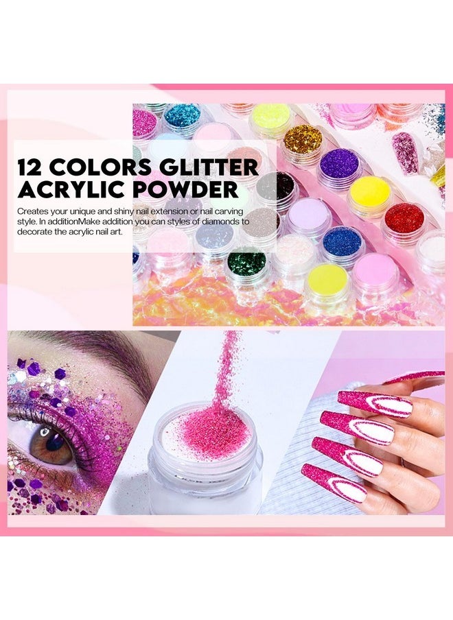 Acrylic Nail Kit For Beginners: Professional Nails Kit Acrylic Set With Everything Complete Starter Kit - With 3 Colors Acrylic Powder And Glitter Nail Powder