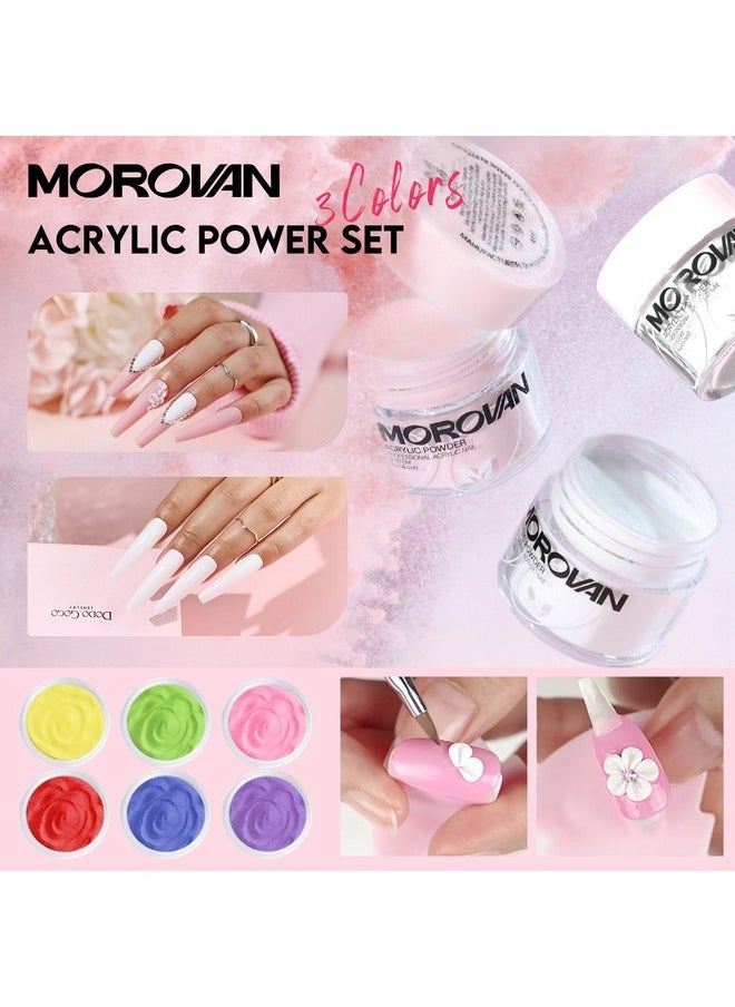 Acrylic Nail Kit For Beginners: Professional Nails Kit Acrylic Set With Everything Complete Starter Kit - With 3 Colors Acrylic Powder And Glitter Nail Powder