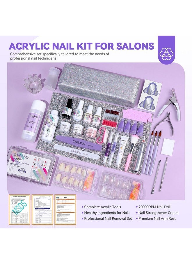 Acrylic Nail Kit: Nail Kit Set Professional Acrylic With Everything Keratin Acrylic Powder Arm Rest Primer Nail Drill Remover Strengthener Cream Full Tools For Beginners Salon Manicurist