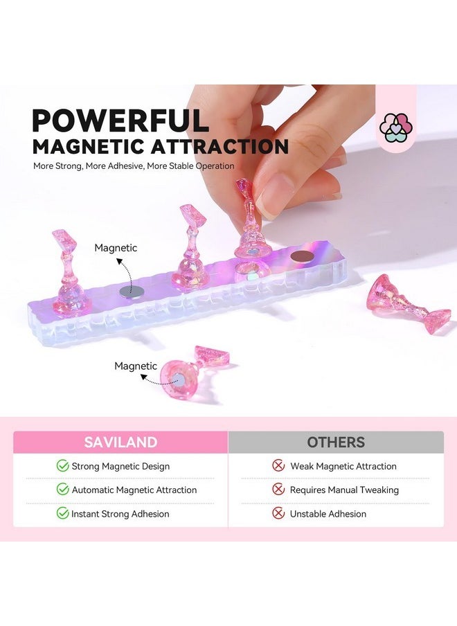 Nail Stand For Press On Nails Display:15Pcs Nail Stand Set 3X Strong Magnet Fake Nail Holder Painting Nails Flase Finger Holder Iridescent Acrylic Nails Art Adhesive Putty Nail Tools Home Diy