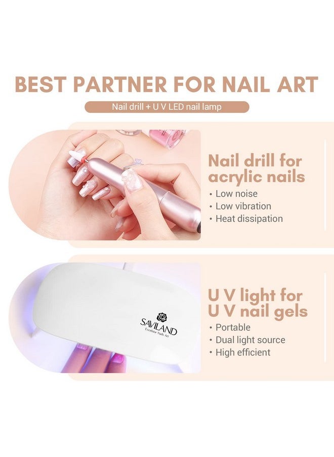 Acrylic Nail Kit With Drill: Starter Nails Kit Acrylic Set With Everything For Beginners Professional Nail Acrylic Kit With U V Light Acrylic Nail Kit For Beginners Gift Diy Home Salon