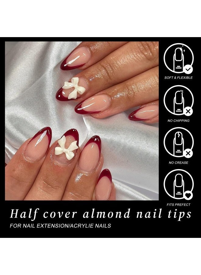 Short Nail Tips Almond, 600Pcs Gel X Nail Tips Short Almond Soft Gel Nails Clear Nail Tips Half Cover Acrylic Nail Tips For Nail Extension