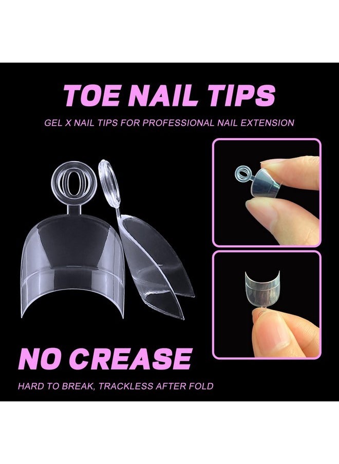 600Pcs Toe Nail Tips Soft Gel X Nail Tips Toenails Clear Fake Nails Square Half Cover Acrylic False Toes Nails For Toe Nails Extension, Press On Toenails Making