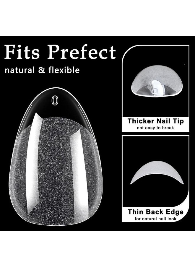 600Pcs Short Almond Nail Tips, Soft Gel X Nail Tips Almond Short Clear Fake Nails Full Cover Acrylic Nail Tips For Extension Nail Manicure Salon Home Diy