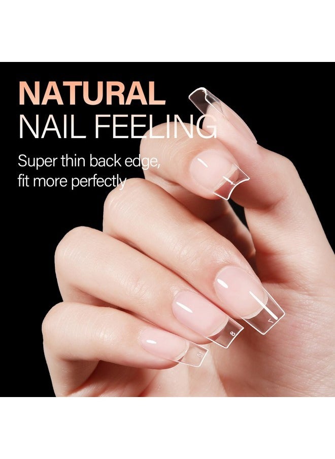 Short Square Nails Clear Gel Nail Tips False Full Cover Soft Nail Tips For Diy Home Salon Gift, Preshaped Gelly Press On Fake Nail Tips For Nail Extension 216Pcs 12 Sizes