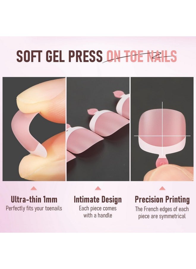 Toe Nail Press Ons Peach Pink Toe Nail Tips Gel X Nail Tips French Tip Press On Nails -216Pcs 12Sizes Soft Gel Press On Toenails Acrylic Nails Soak Off Toenail Press Ons Forhome Diy Salon