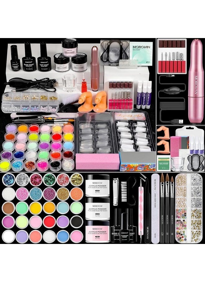 Acrylic Nail Kit For Beginners: Nail Kit Acrylic Set With Professional Acrylic Powder Glitter Full Acrylic Nail Starter Kit For Nail Extensions